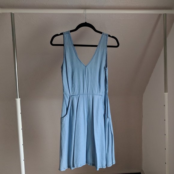 Dex Light Blue Flattering Tencel Pockets Dress XS - Picture 2 of 8
